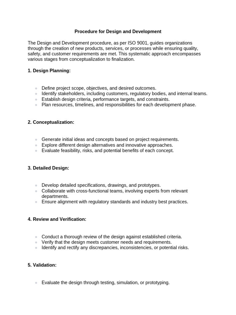 ISO 9001 Design and Development Procedure | PDF | Verification And ...