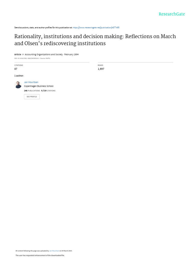 Rationality Institutions and Decision Making Refle | PDF | Rationality ...