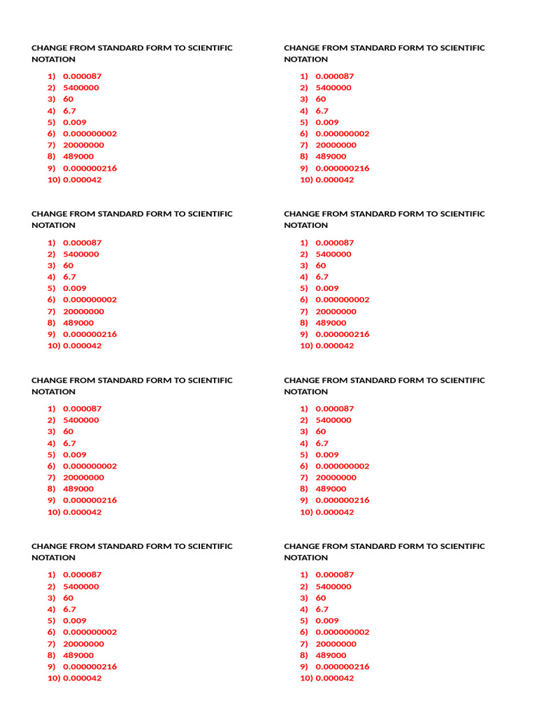 Convert Standard to Scientific Notation | PDF