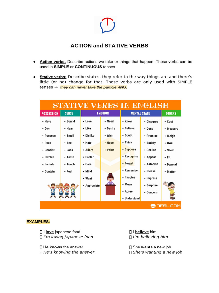 Understanding Action and Stative Verbs | PDF