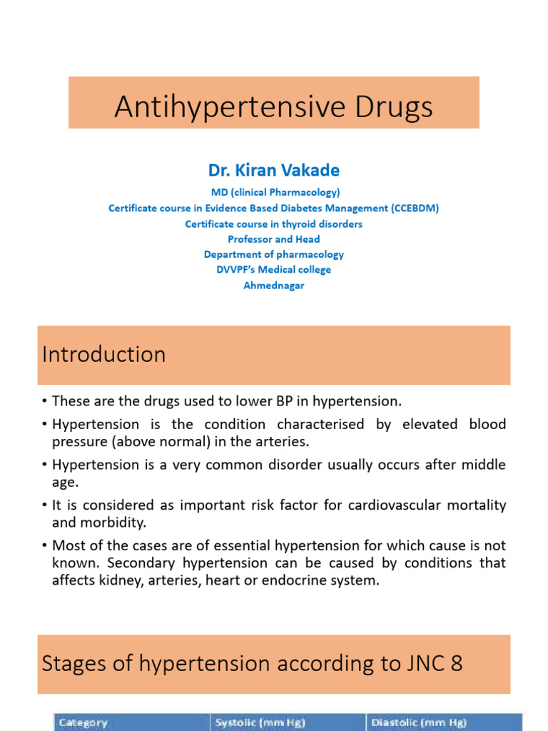 Antihypertensive Drugs Overview and Classification | PDF | Hypertension ...