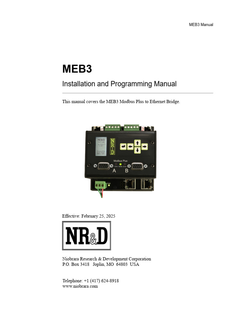 MEB3 Modbus Plus to Ethernet Guide | PDF | Computer Network | Port ...