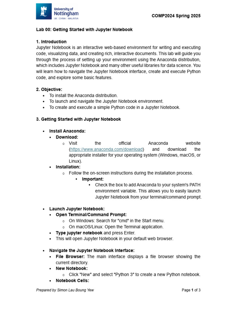 Lab 0 - Getting Started with Jupyter Notebook | PDF | Command Line ...