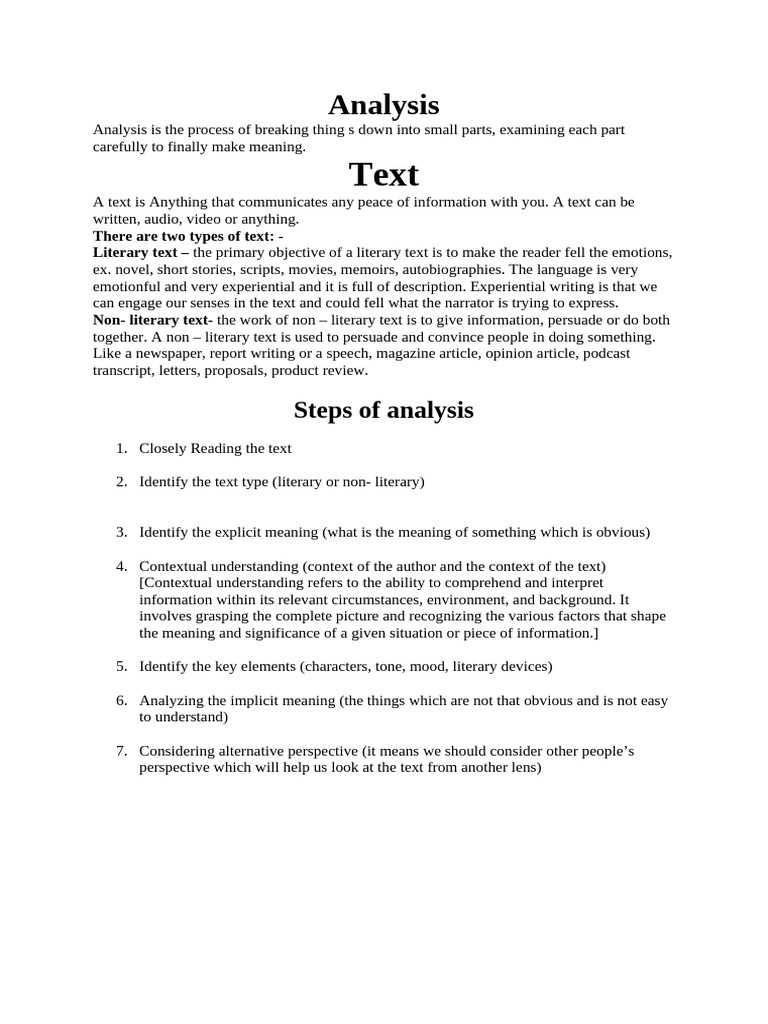 Analysis notes + task | PDF | Information | Narrative
