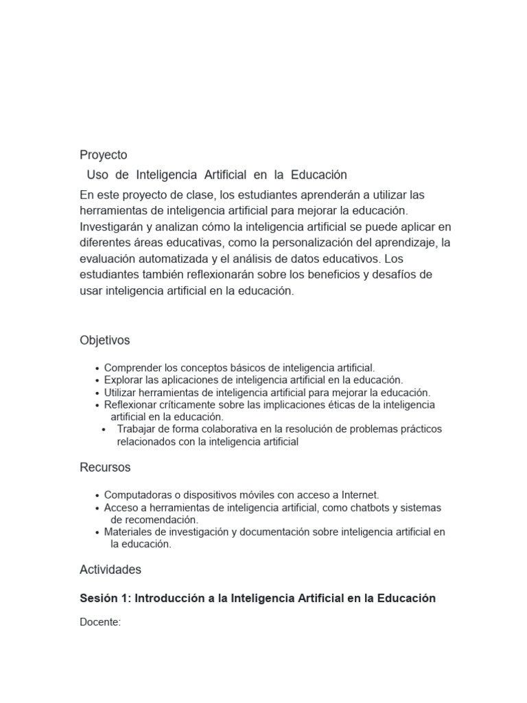 Proyectos de IA para Estudiantes | PDF | Inteligencia artificial ...