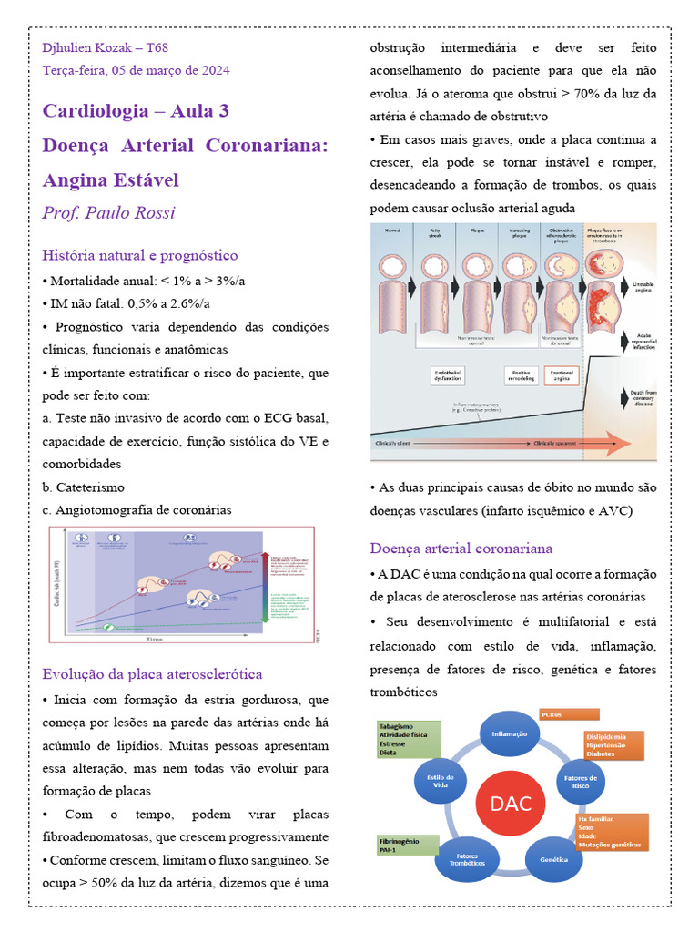 Angina Estável: Diagnóstico e Tratamento | PDF | Doença arterial ...