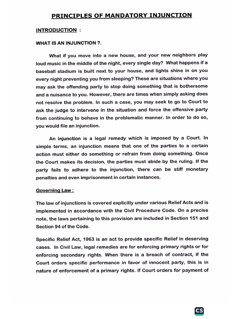 Mandatory Injunciton | PDF
