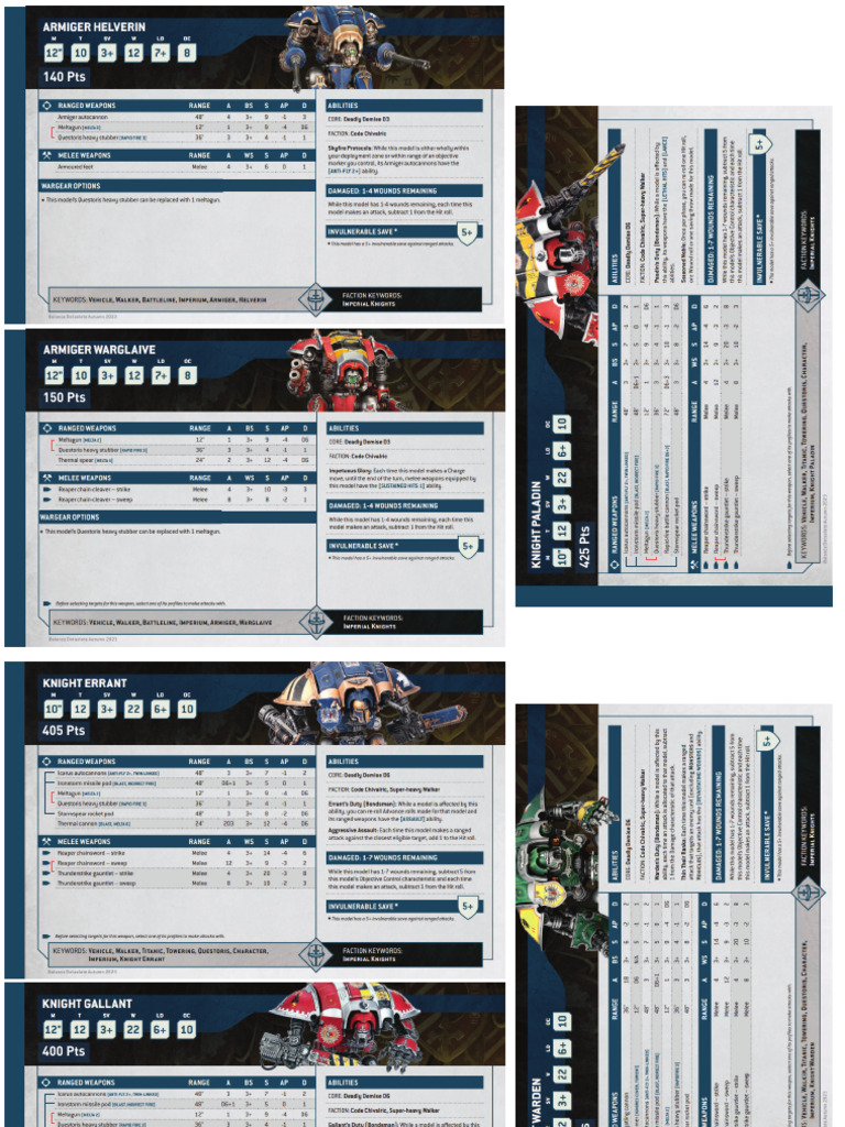 2023.01.30 - Imperial Knights Data Cards | PDF