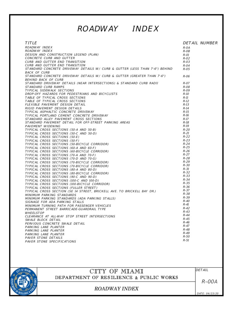 Miami Roadway Design Standards | PDF | Sidewalk | Road Infrastructure