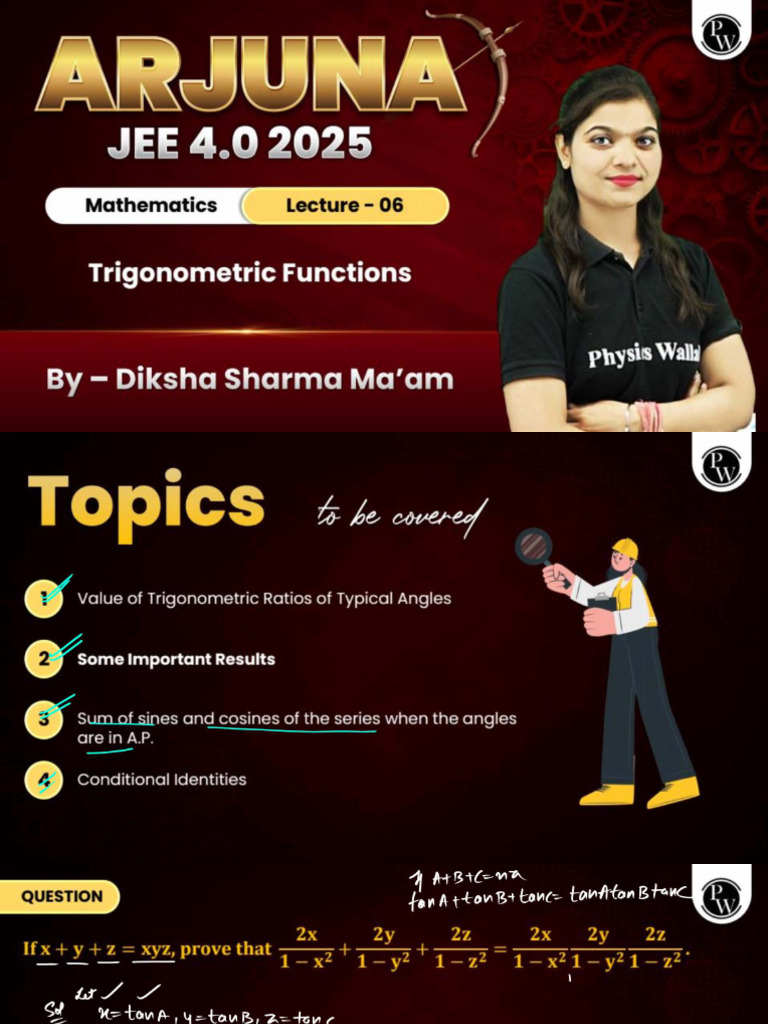 Trigonometric Functions 06: Class Notes - Arjuna JEE 4.0 2025 | PDF