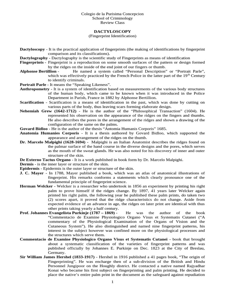 Dactyloscopy: Fingerprint Identification Guide | PDF | Fingerprint | Hand