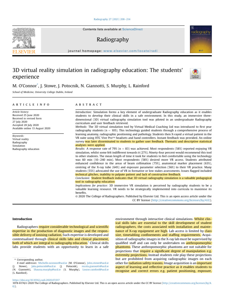 O'Connor Et Al. - 2021 - 3D Virtual Reality Simulation in Radiography ...