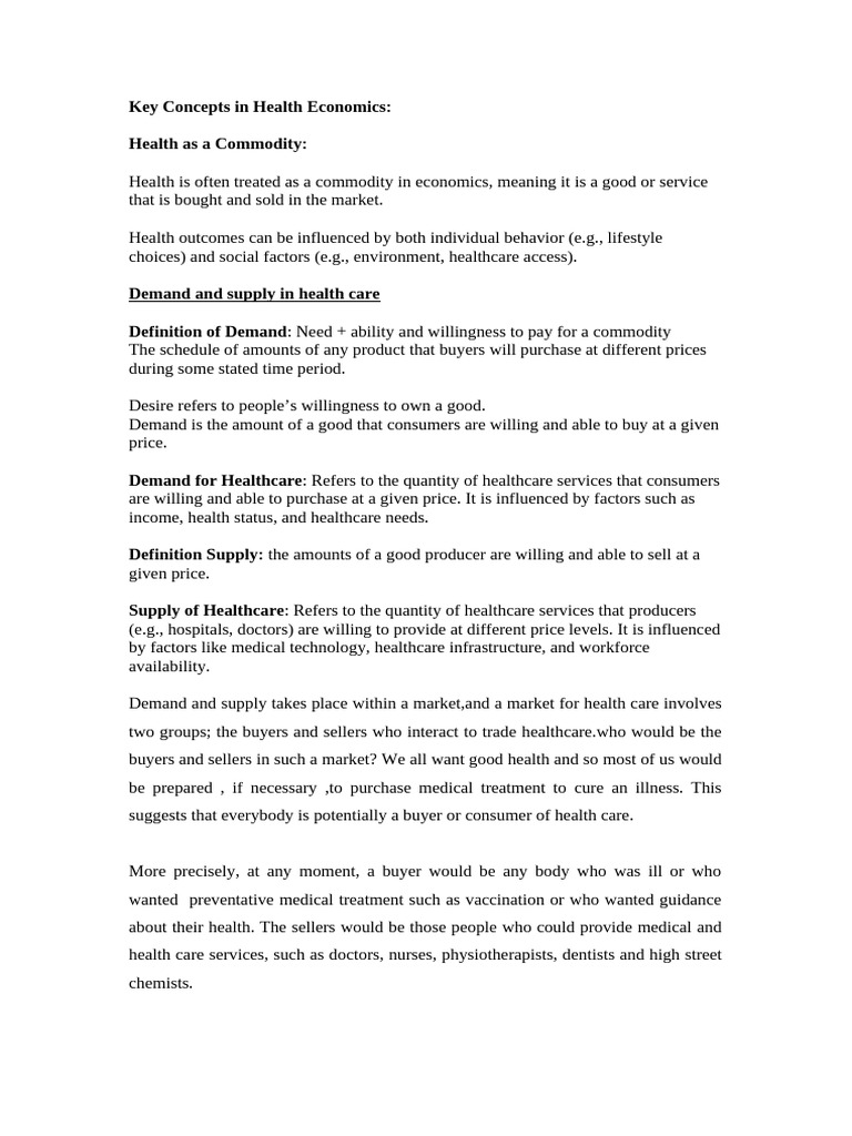 Health Economics: Demand and Supply Basics | PDF | Demand | Economic ...