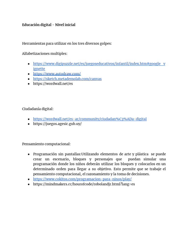 Educacion Digital - Nivel Inicial | PDF
