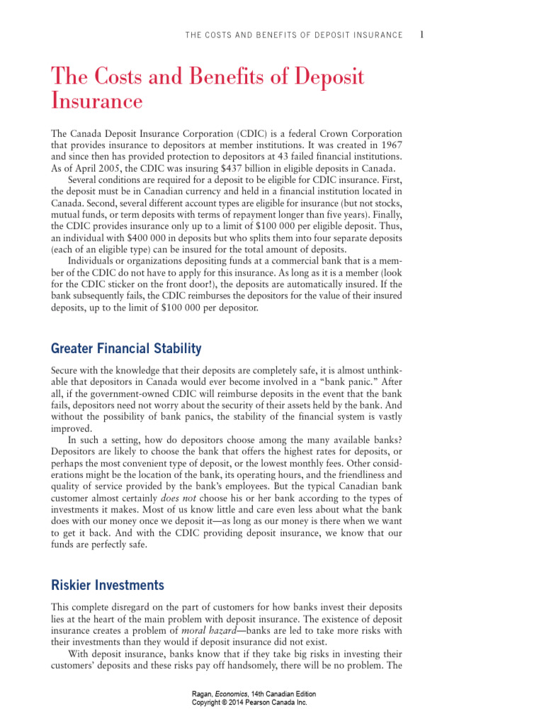 Costs and Benefits of Deposit Insurance | PDF | Banks | Deposit Insurance