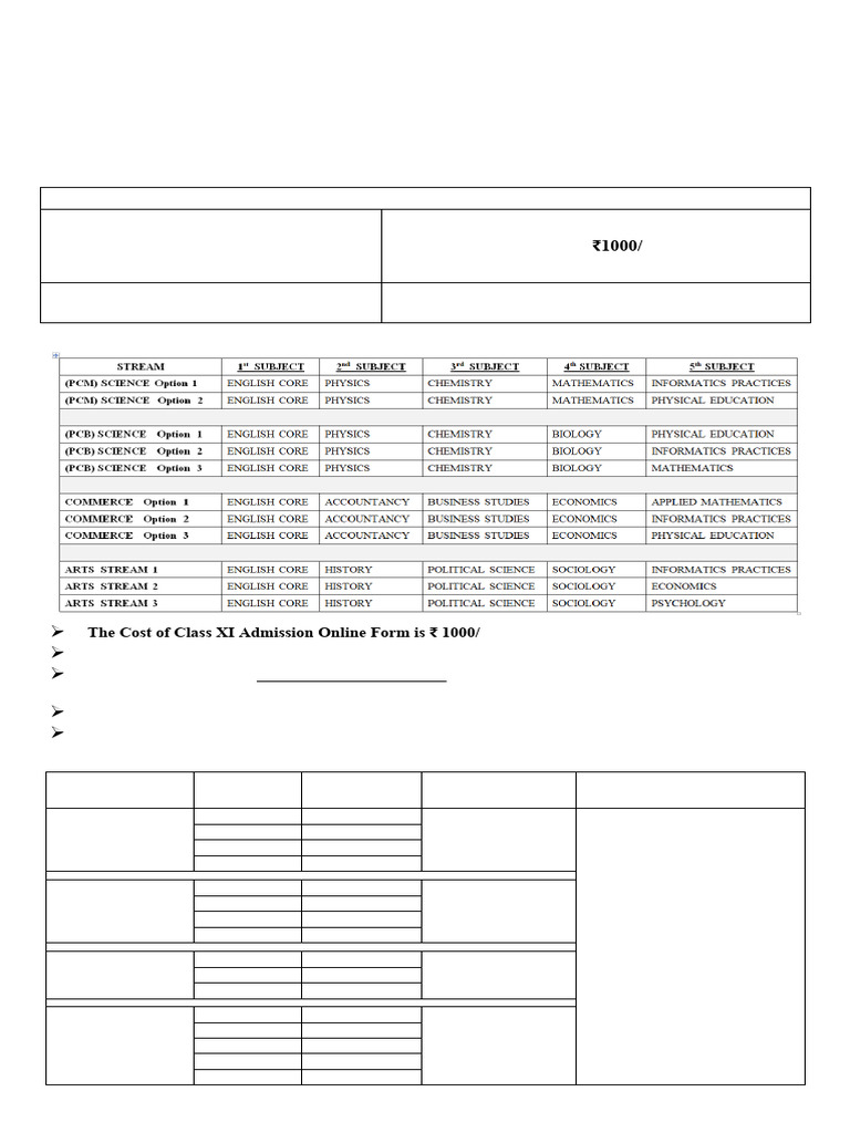 Notic For Class XI Online Admission Form | PDF | Educational Assessment ...