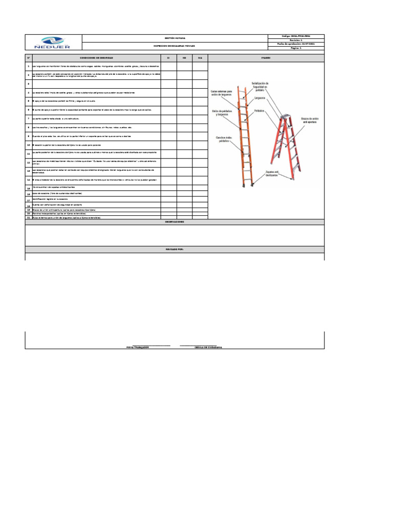 Gh04-Pr15-Re04 Inspeccion de Escaleras Moviles | PDF | Escalera | Andamio