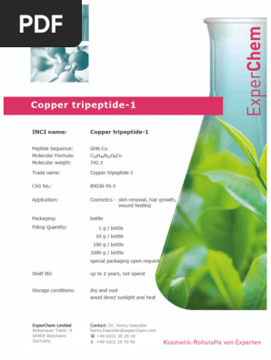 Copper Tripeptide-1 Specifications | PDF | Biochemistry | Chemistry
