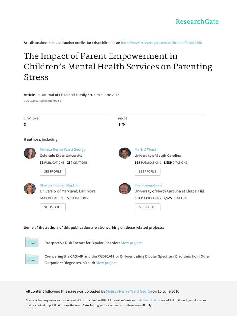 Parent Empowerment in Mental Health Services | PDF | Mental Health ...