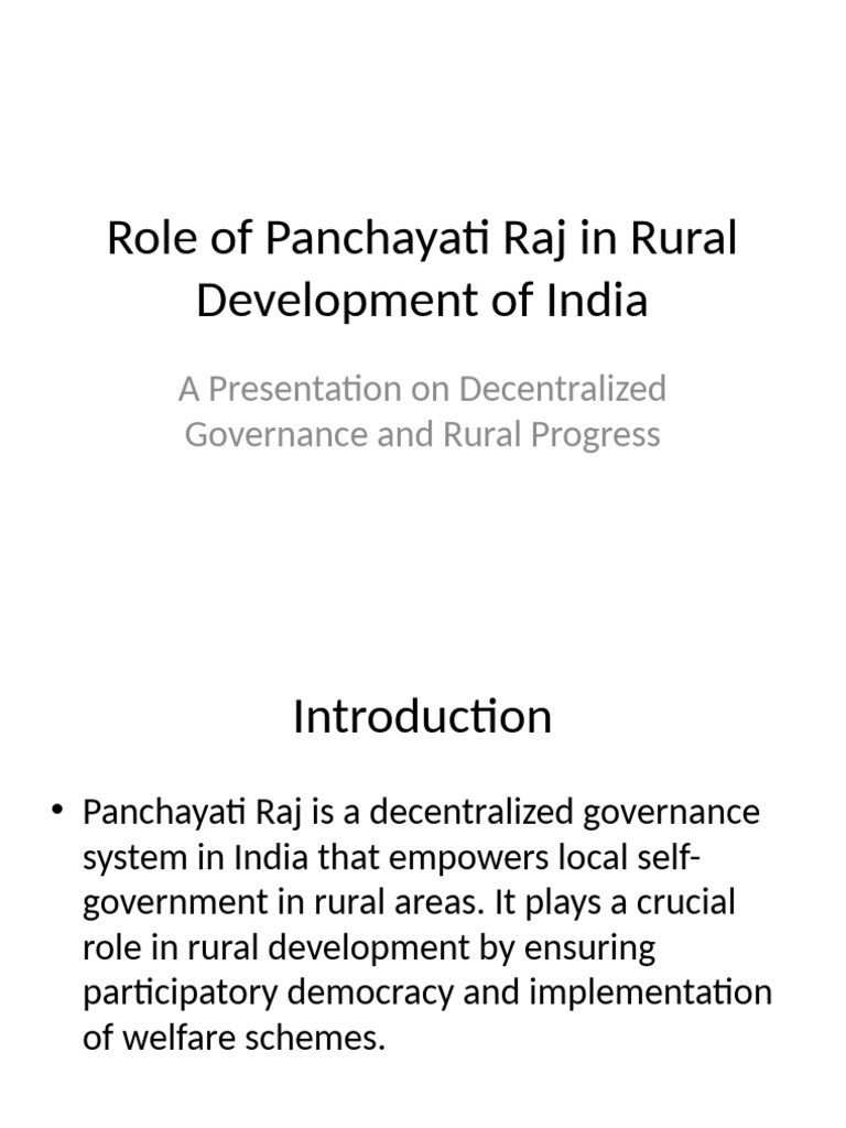 Panchayati Raj's Role in Rural Development | PDF