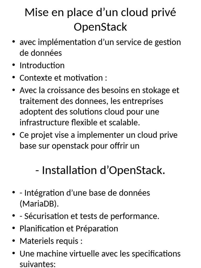 Mise en place d'un cloud privé OpenStack | PDF | OpenStack | Cloud ...