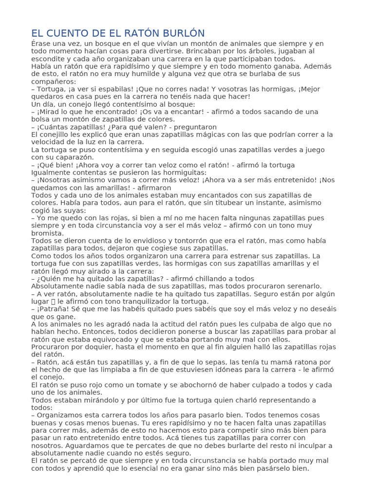 El Ratón Burlón y la Carrera Mágica | PDF