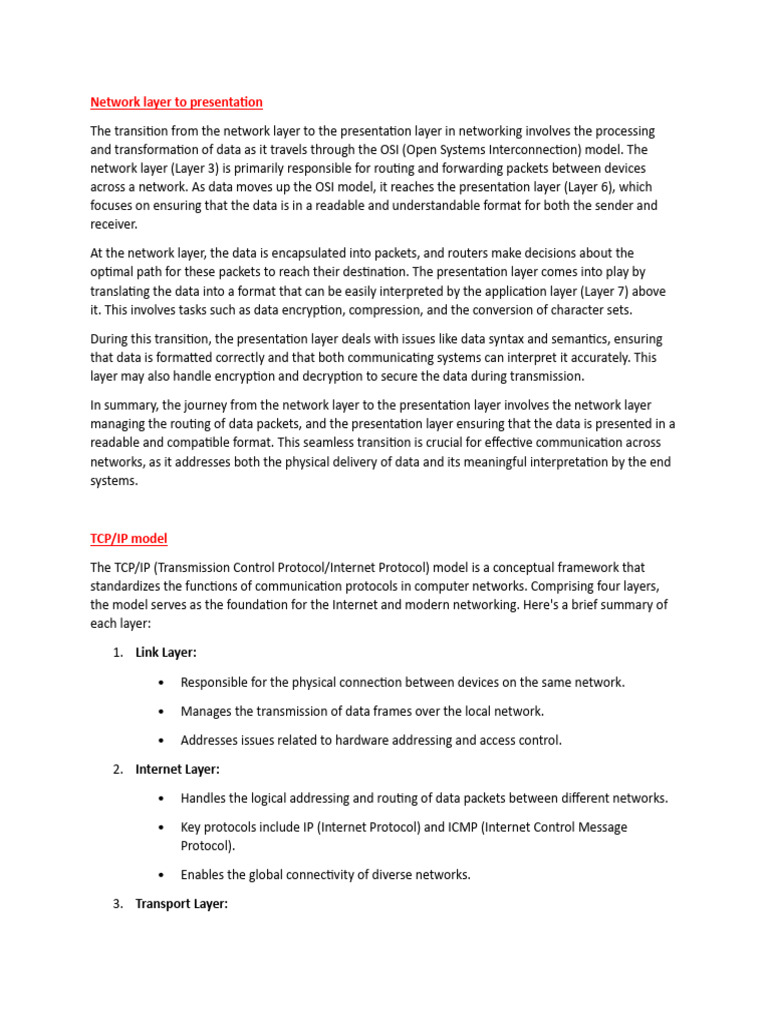 Network Layer to Presentation Layer Overview | PDF | Computer Network ...