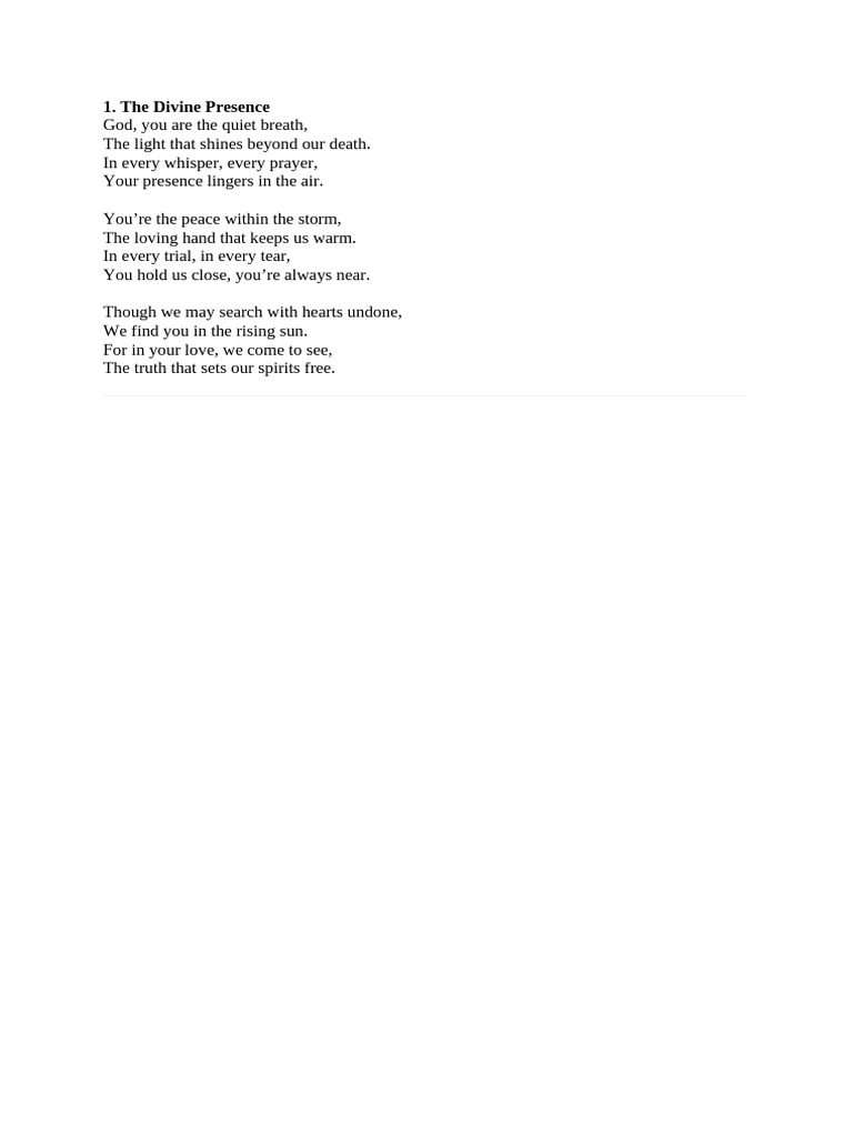 Divine Presence and Endless Love Poem | PDF