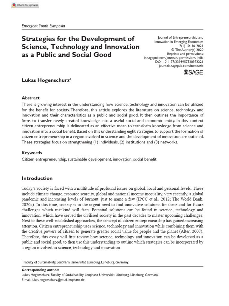 Citizen Entrepreneurship for Social Good | PDF | Entrepreneurship ...