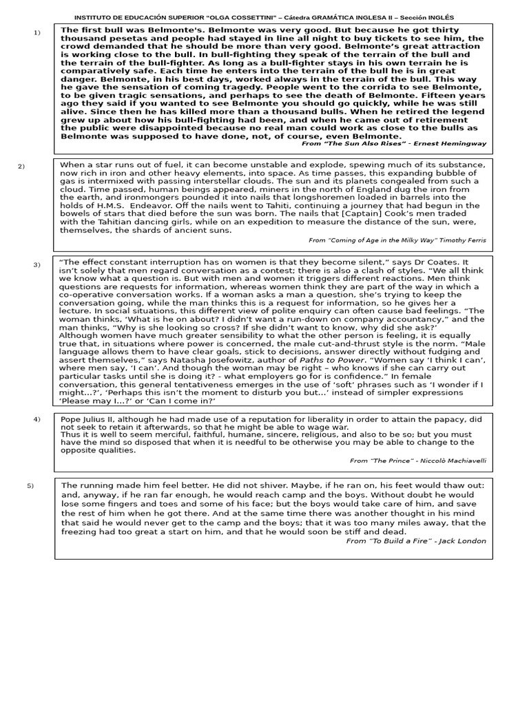 Analyzing Literary Excerpts and Language PDF Clause The Prince