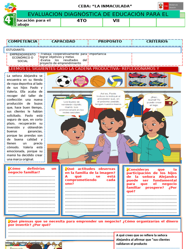 Actividades de Emprendimiento 4to Grado | PDF | Iniciativa empresarial ...