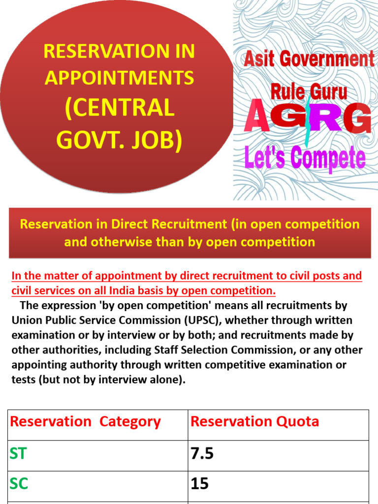 Reservation Policies in Central Govt Jobs | PDF | Government ...