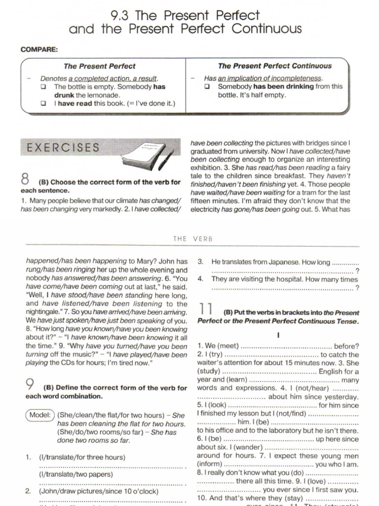 Present Perfect - Pe. Perfect Continuous | PDF
