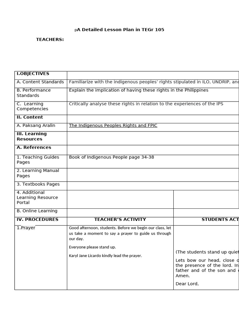 Indigenous Peoples Rights Lesson Plan | PDF | Indigenous Peoples ...