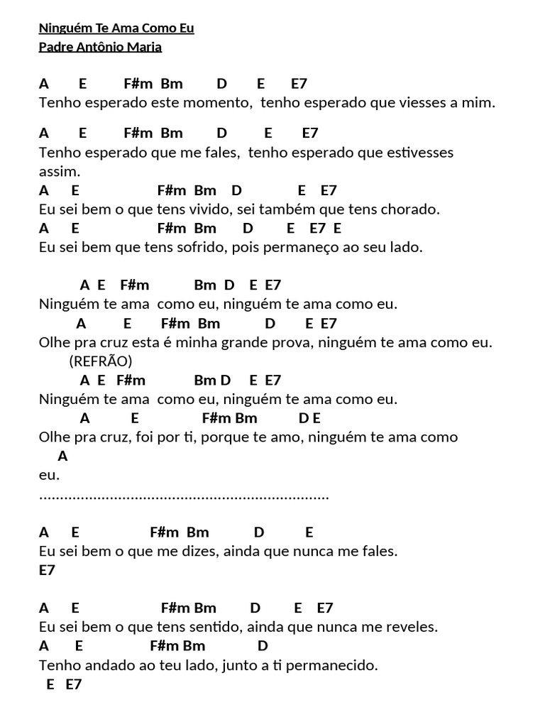Ninguém Te Ama Como Eu - Letra Completa | PDF