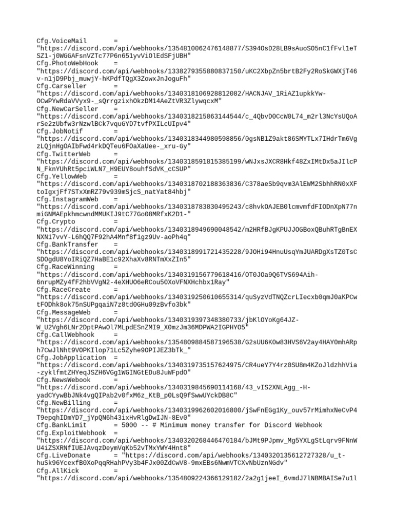Discord Webhook Configuration Links | PDF
