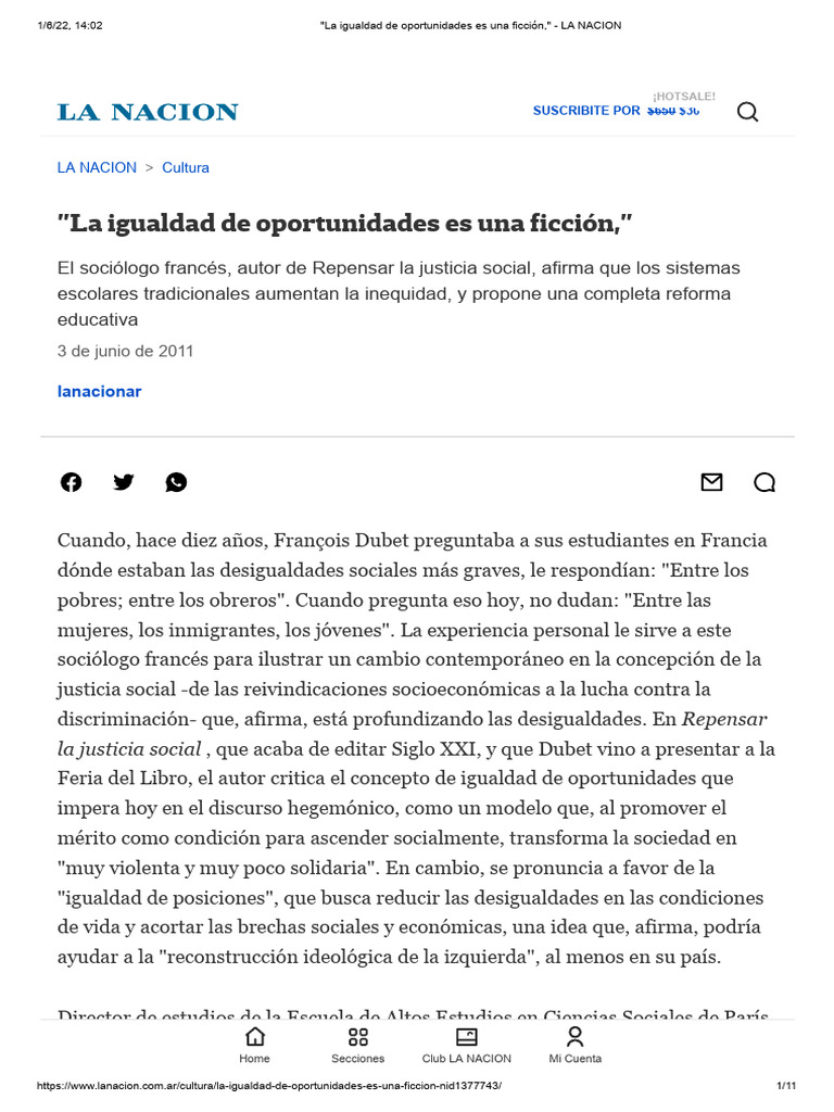 Crítica a la igualdad de oportunidades | PDF | Desigualdad social ...