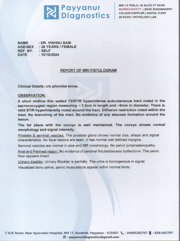 Dr. Vishnu Mri Report | PDF