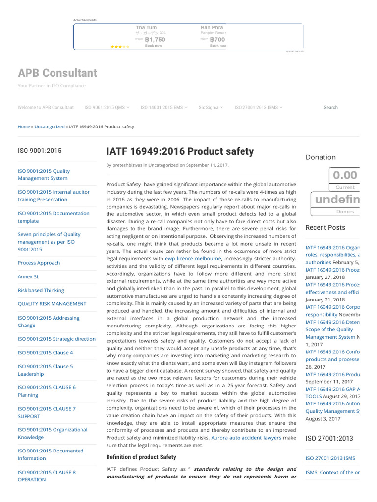 IATF 16949:2016 Product Safety Overview | PDF | Safety | Risk