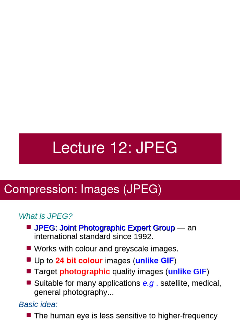 JPEG Compression Techniques Explained | PDF | Data Compression ...