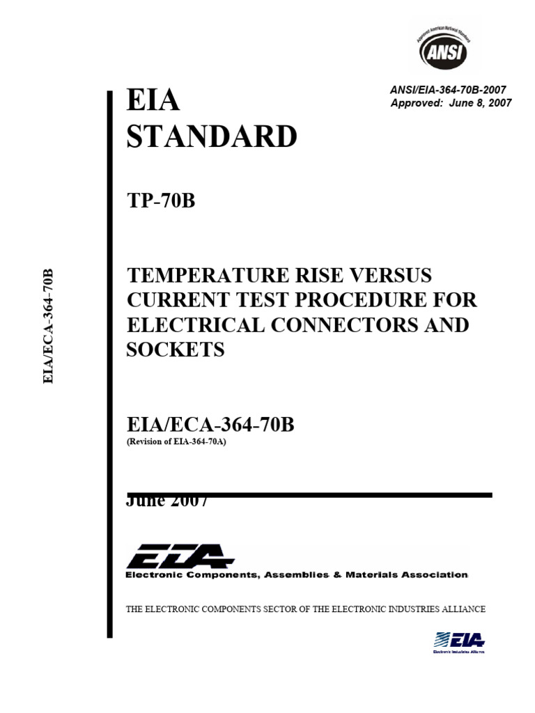 EIA-364-70B: Temp Rise Test Procedure | PDF | Thermocouple | Electrical ...