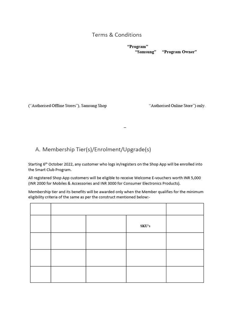 Samsung Smart Club Membership Guide PDF Legal Liability Loyalty