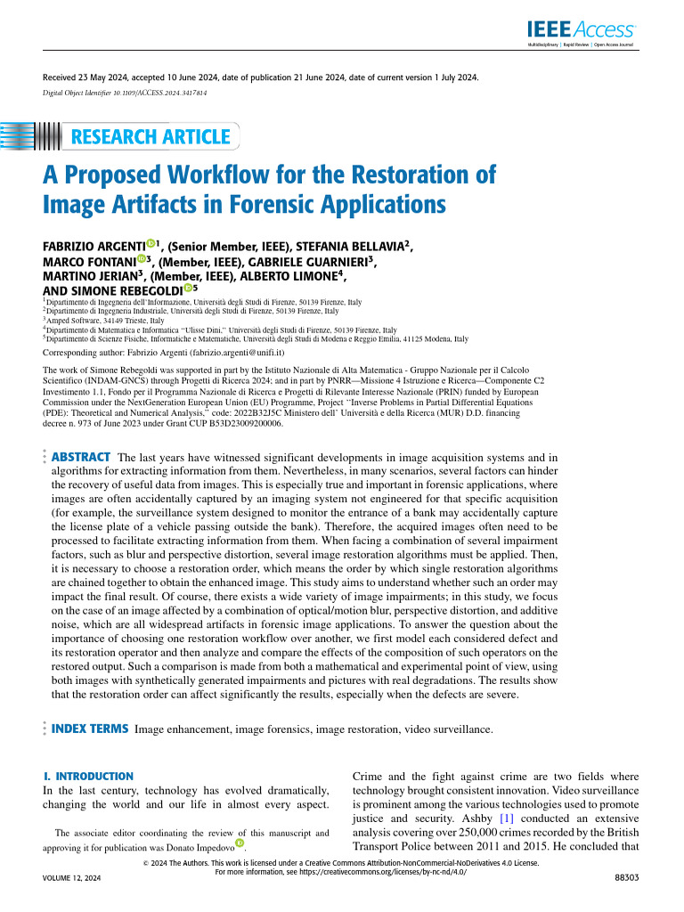 A Proposed Workflow For The Restoration of Image Artifacts in Forensic ...