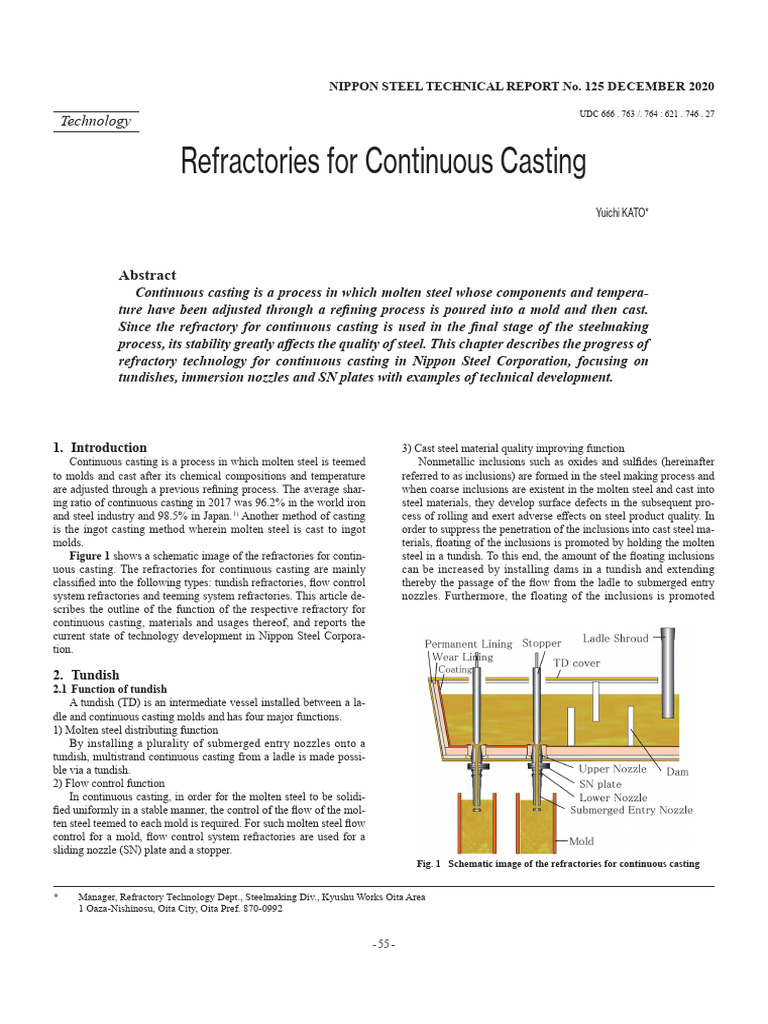 Refractories in Continuous Casting Process | PDF | Refractory | Wear