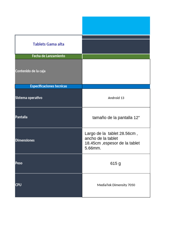 Tablets de Alta Gama: Especificaciones y Precios | PDF | Yo pad | Tableta