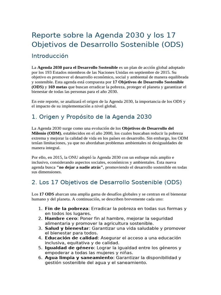 Agenda 2030 y los 17 ODS: Un Compromiso Global | PDF | Sustentabilidad ...