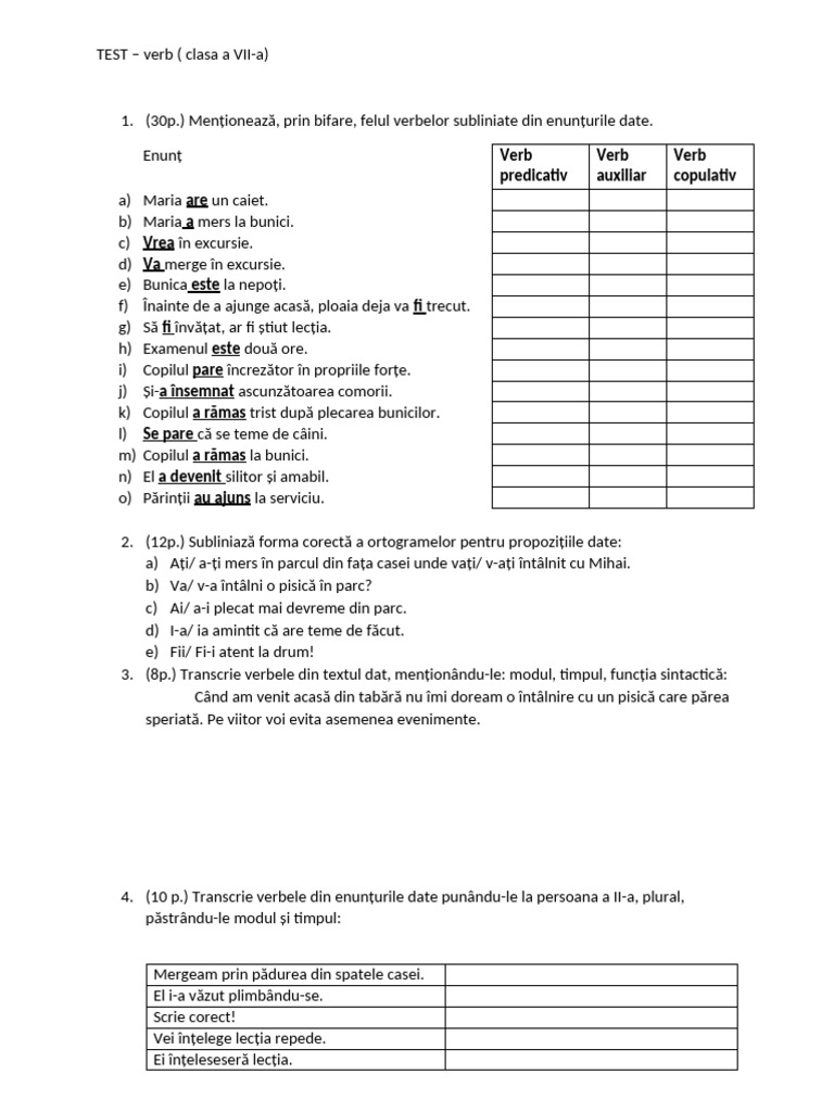 TEST Verb | PDF