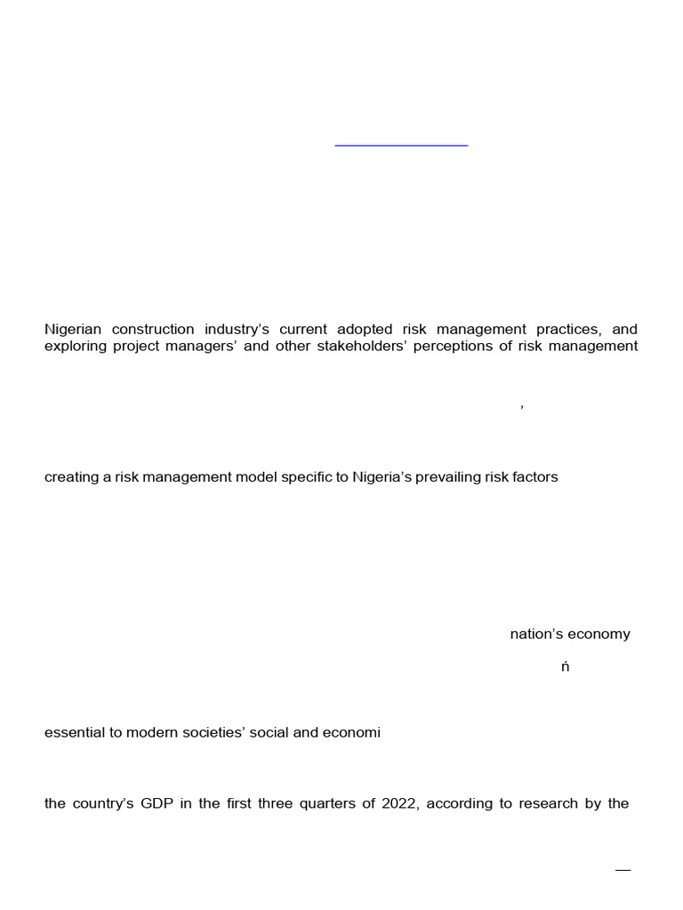 Risk Management in Nigerian Construction | PDF | Risk | Risk Management