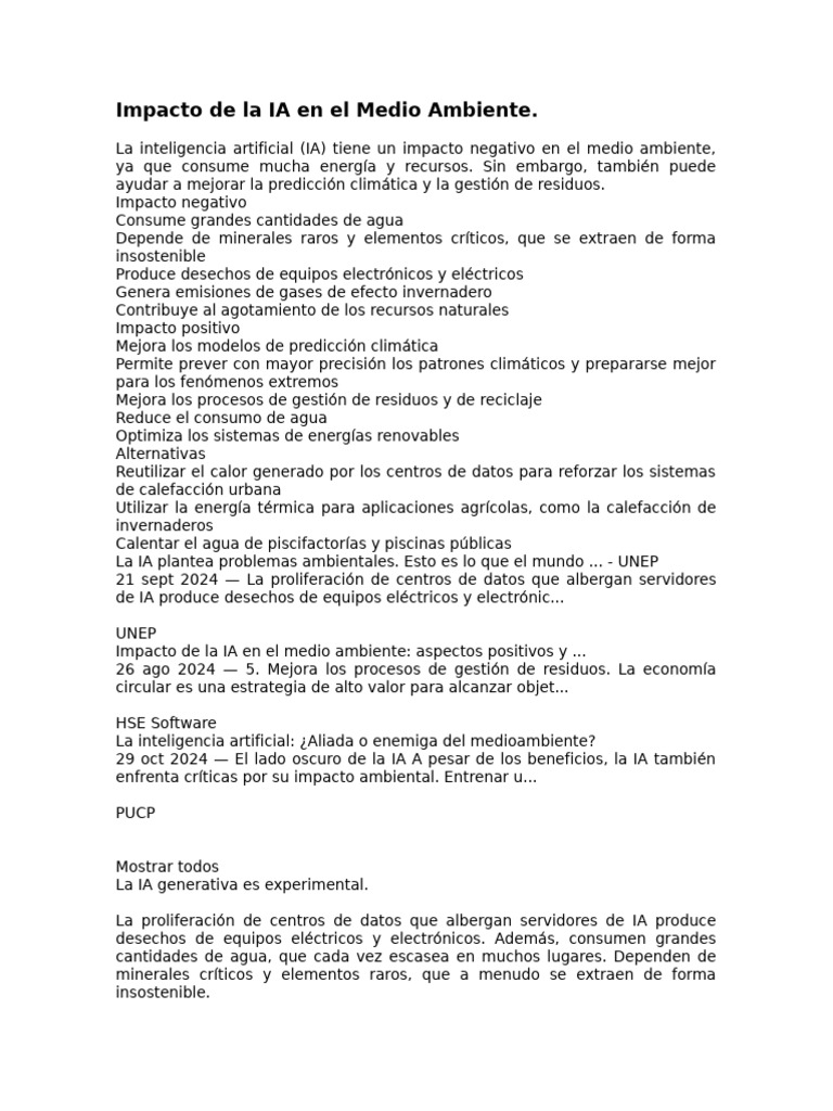 Impacto ambiental de la inteligencia artificial | PDF