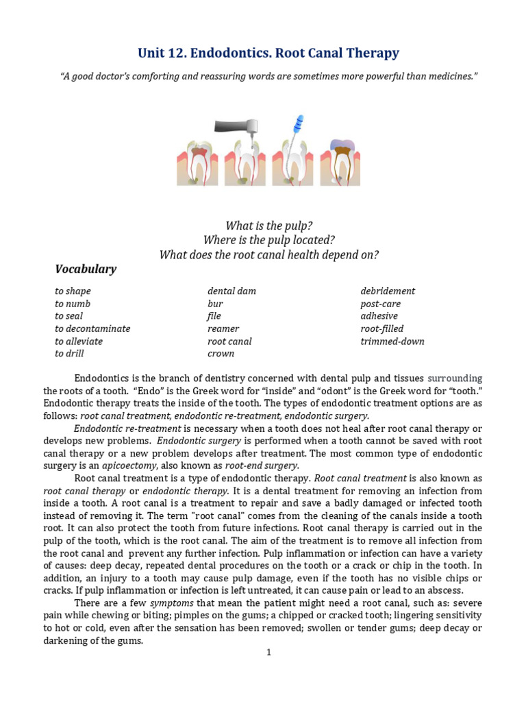 Unit_12_Endodontics__Root_Canal_Therapy-109720 | PDF | Medical ...
